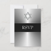 Black Silver Star de David Bar Mitzvah RSVP (Devant)