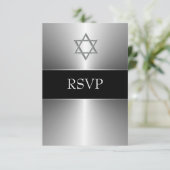 Black Silver Star de David Bar Mitzvah RSVP (Debout devant)