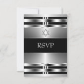 Black Silver Star de David Bar Mitzvah RSVP (Devant)