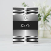 Black Silver Star de David Bar Mitzvah RSVP (Debout devant)