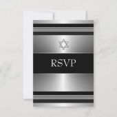 Black Silver Star de David Bar Mitzvah RSVP (Devant)