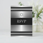 Black Silver Star de David Bar Mitzvah RSVP (Debout devant)