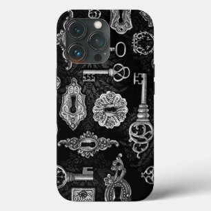 Black & Silver Steampunk Keys iPhone 13 Pro Hoesje