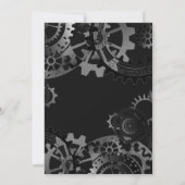 Black Silver Steampunk Watch Gears Birthday Kaart (Achterkant)