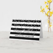 Black Silver Stripes Business Group Verjaardag Kaa Kaart (Gele Bloem)