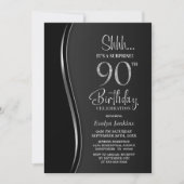 Black Silver Surprise 90e verjaardag Kaart (Voorkant)