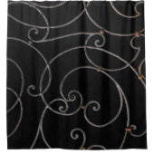 Black/Silver Swirls Bathroom Showgordijn Douchegordijn (Voorkant)