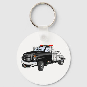 Black Silver Tow Truck Cartoon Sleutelhanger