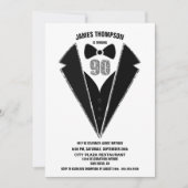 Black Silver Tuxedo 90th Birthday Party Kaart (Voorkant)
