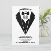 Black Silver Tuxedo 90th Birthday Party Kaart (Staand voorkant)