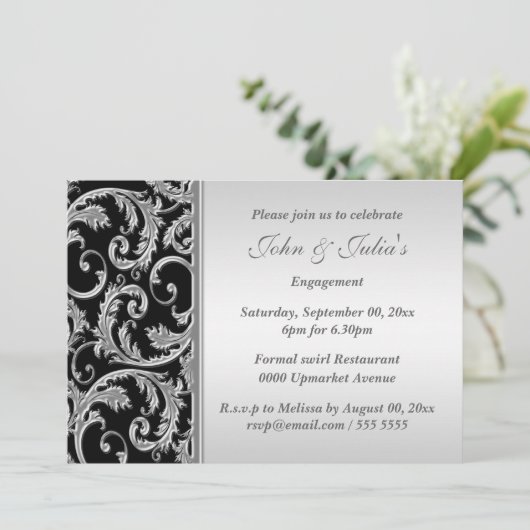 Black Silver verloving Day CUSTOM Kaart (Staand voorkant)