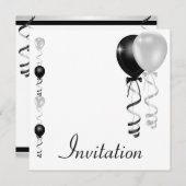 Black Silver White Balloons Special Event Kaart (Voorkant / Achterkant)