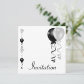Black Silver White Balloons Special Event Kaart (Staand voorkant)