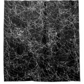 Black & Silvery Spider Webs Chic Halloween Douchegordijn (Voorkant)