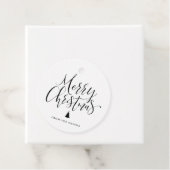 Black Simple Calligraphy Merry Christmas Bedankjes Labels (In situ)