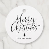 Black Simple Calligraphy Merry Christmas Bedankjes Labels (Voorkant)