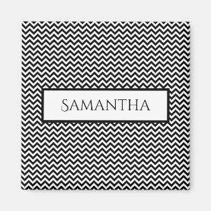 Black Simple Chevron Personalized Magnet Magneet