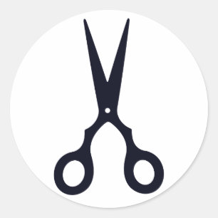 Black Simple Hair Scissors (Barber / Hairdresser) Ronde Sticker