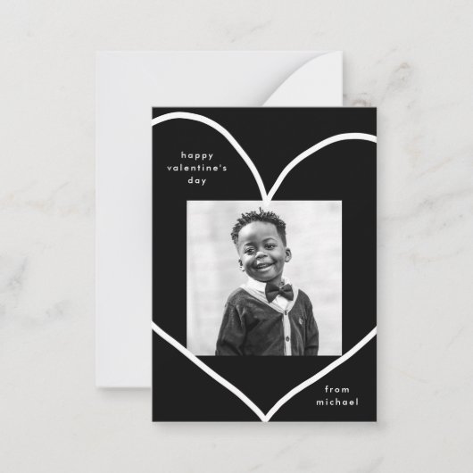 Black Simple Heart Classroom Carte Saint Valentin (Devant)