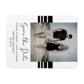 Black Simple Minimalist Custom Photo Newly Engaged Magneet (Horizontaal)