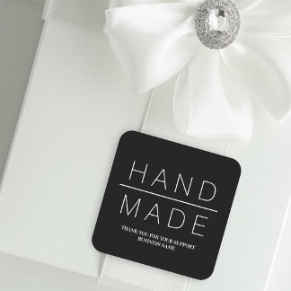 Black Simple Minimalist Handgemaakte zakelijke Bed Vierkante Sticker