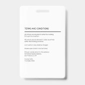 Black Simple Minimalist Visitor's Pass ID Badge (Achterkant)