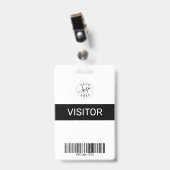 Black Simple Minimalist Visitor's Pass ID Badge (Voorzijde met clip)