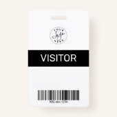Black Simple Minimalist Visitor's Pass ID Badge (Voorkant)