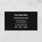 Black Simple Modern Ajouter Votre Carte de visite  (Dos)