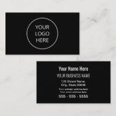 Black Simple Modern Ajouter Votre Carte de visite  (Devant / Derrière)