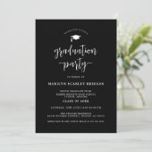 Black Simple Moderne Script Graduation Invitation (Debout devant)