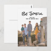 Black Simple Script Be Joyeux Photo Carte Postale (Devant / Derrière)