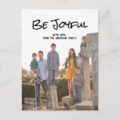 Black Simple Script Be Joyeux Photo Carte Postale (Devant)