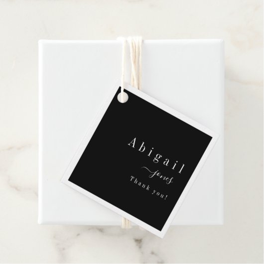 Black Simple Script Modern Luxury bedankt Bedankjes Labels (In situ)