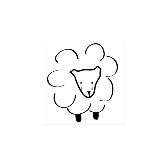 Black Simple Sketch Hand getekende krulschapen Rubberstempel (Afrduk)