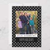Black Simple Snowflake Holiday Photo Flat Kaart (Voorkant)