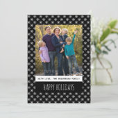 Black Simple Snowflake Holiday Photo Flat Kaart (Staand voorkant)