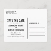 Black Simple Typographie Enregistrer la carte post (Dos)