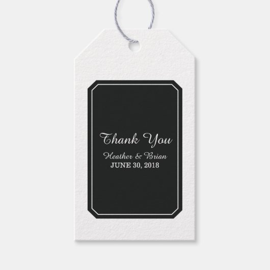 Black Simply Elegant Wedding Cadeaulabel (Voorkant)