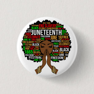 Black Sista Gal Melanin Woman Juneteenth Queen Ronde Button 3,2 Cm