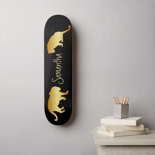 Black Skateboard Gold Lions personnalisé (Art mural)
