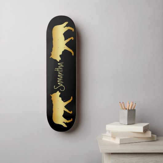 Black Skateboard Loups Gold personnalisées (Art mural)
