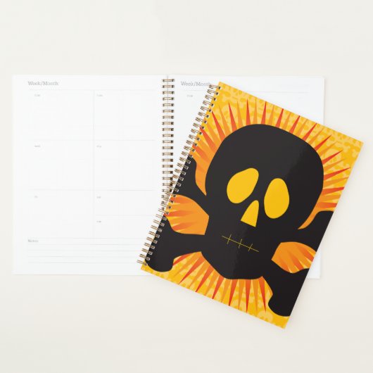Black Skull and Crossbones Spiral Planner (Display)