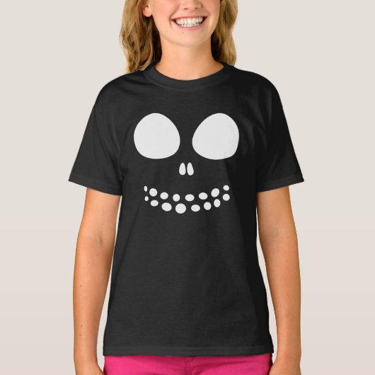 Black Skull Face Girls Shirt (Voorkant)