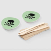 Black Skull green paddle hand fans Handwaaier (Niet-gemonteerd)
