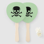 Black Skull green paddle hand fans Handwaaier (Voorkant en achterkant)