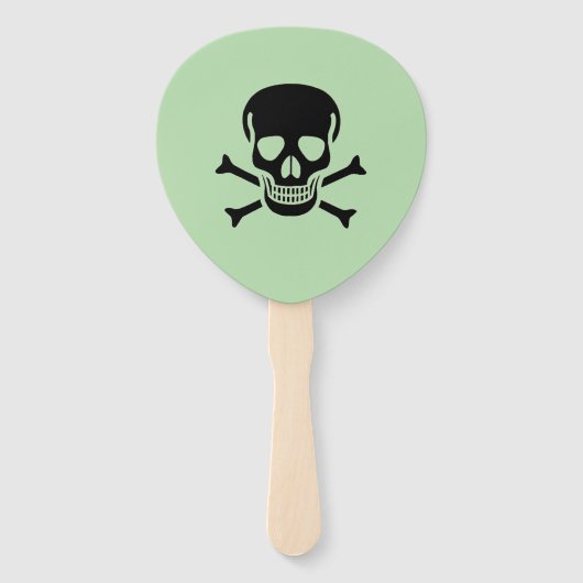 Black Skull green paddle hand fans Handwaaier (Voorkant)