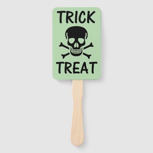 Black Skull Trick Treat green rectangle hand fans Handwaaier (Voorkant)