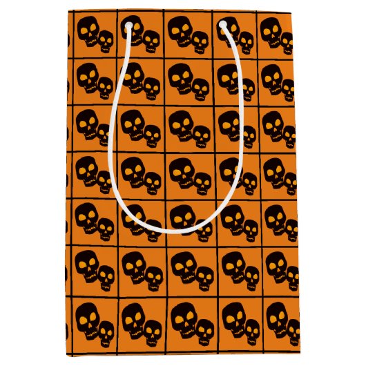 Black Skulls Halloween Medium Cadeauzakje (Voorkant)