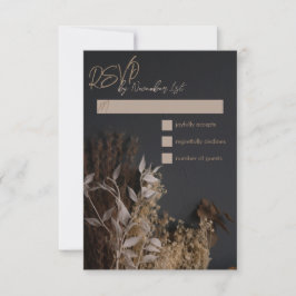 Black Slate Boho Rustic Floral Wedding RSVP-kaart RSVP Kaartje
